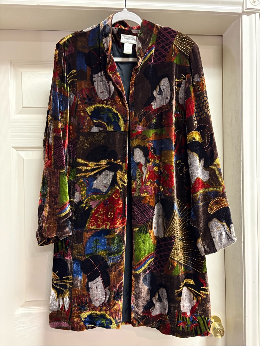 Neiman Marcus Vintage Kimono Inspired Velvet Jacket Silk Blend Lined READ